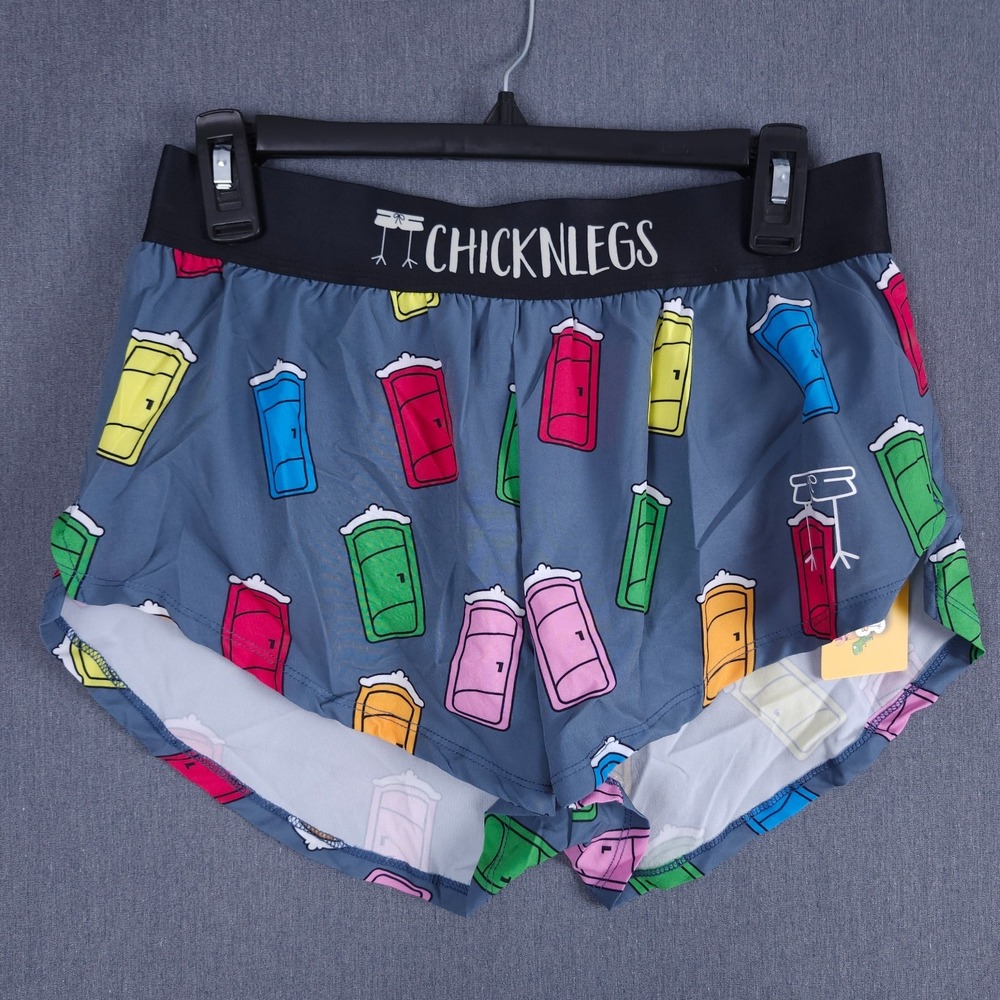 ChicknLegs Porta Potty Split Shorts Womens Medium 1.5" Inseam Running Athletic